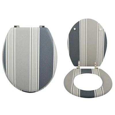 Imagen de MSV 142212 Cardiff Asiento de Inodoro (bisagras Acero Inoxidable, Estable), Gris