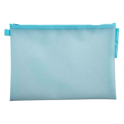 Imagen de Exacompta Ref. 37150E Paquete de 3 fundas EVA con cremallera plástico blando, tamaño A4, para guardar suministros y accesorios belleza, colores surtidos