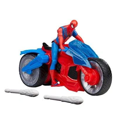 Imagen de Hasbro Marvel Spider Man Moto Set de Juego con Figura acción 10 cm vehículo y 2 proyectiles arácnidos, Color (F6899)