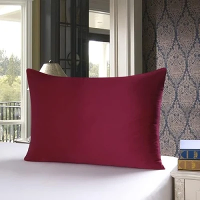 Imagen de Townssilk Doble Cara 100% 19 mm Funda de Almohada Seda Pura moras para la Salud del Cabello y Piel 1 Pieza 50x80cm con Cremallera Oculta Claret