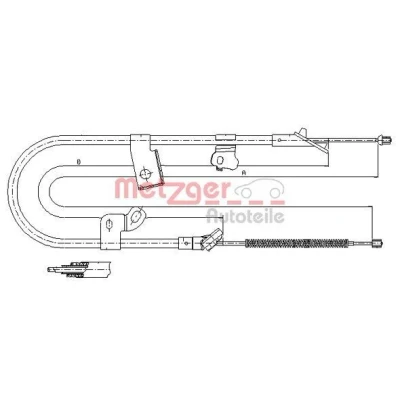 Imagen de METZGER 17.1075 Cable de Freno Mano Atrás derecha 1480/1345 Discos COFLE TOYOTA: Yaris I Hatchback