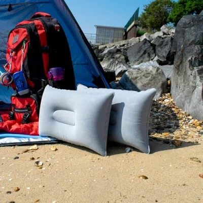 Imagen de TRIXES Almohada Inflable para Viaje o Acampar Inflar Paquete Doble Gris