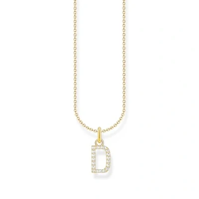 Imagen de THOMAS SABO Collar con letra D, plata chapada en oro circonitas, KE2243 414 14