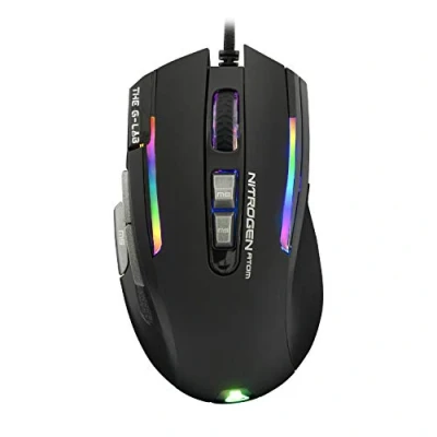 Imagen de The G Lab Kult NITROGEN Atom Mouse Gaming con Cable de Alto Rendimiento Sensor Óptico 4800 dpi, RGB, 9 Botones Programables, Ultraligero, Ideal para MOBA/FPS Compatible PC/PS5/Xbox One Negro