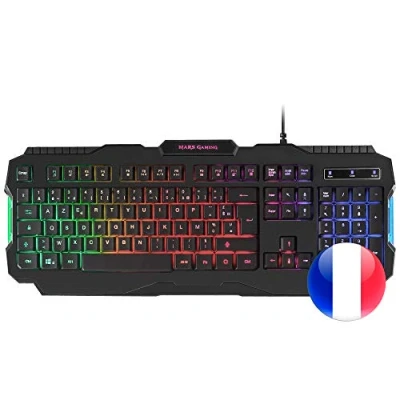 Imagen de Mars Gaming MRK0FR, Teclado Gaming, Iluminación RGB Rainbow, Antighosting, Idioma Francés