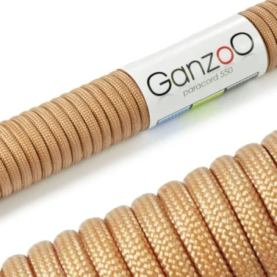 Imagen de Ganzoo Paracord 550, Cuerda de 4 mm, 3 Metros, Poliéster, Tipo 7 Hilos Interiores, Correa Perro Collar Pulsera, Camping Supervivencia y Multiusos, marrón Claro
