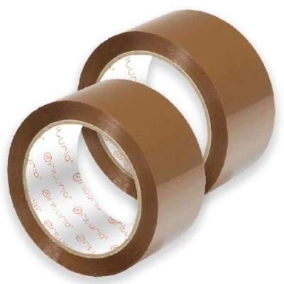 Imagen de OFITURIA Cinta de Embalar, Adhesiva Marrón, para Embalaje Cajas Mudanza y Envíos, Precinto Embalar Seguro Resistente (50mmx66m, 2 cintas)