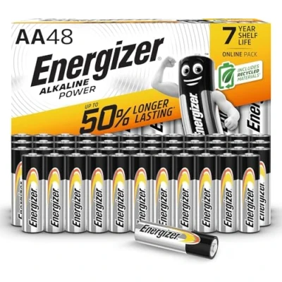 Imagen de Energizer baterías AA, energía alcalina, paquete de 48, doble A, exclusivo Amazon (el embalaje puede variar)
