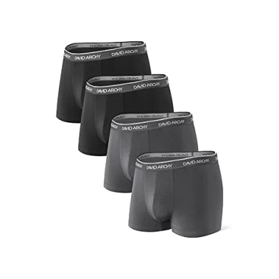 Imagen de DAVID ARCHY Bóxers para Hombre, Ropa Interior Hombre con Bolsa, Fibra de bambú, Ultra Suave y Transpirable, Calzoncillos Tipo bóxer Pack 4