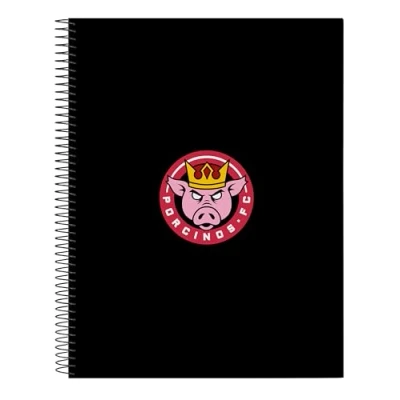 Imagen de Safta KINGS LEAGUE PORCINOS Cuaderno 120 Hojas, Tapas Duras, Ideal para Niños de Diferentes Edades, Cómodo y Versátil, Calidad Resistencia, 21.5x31 cm, Color Negro