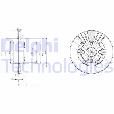 Imagen de DELPHI BG3509 Disco de freno 258 24 4 ventilado aceitado sin procesar cojinete rueda, anillo sensor ABS MAZDA: FAMILIA 6, 323 F 6