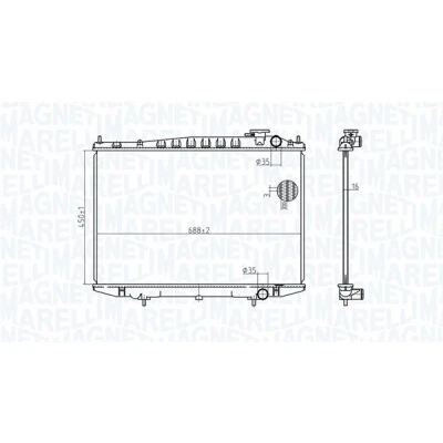 Imagen de MAGNETI MARELLI 350213174500 Radiador, refrigeración del motor 450 688 23 Aletas unidas mecánicamente NISSAN: Pick Up