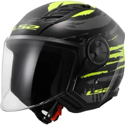 Imagen de LS2, Casco Moto Jet AIRFLOW II Brush black yellow, XXXL