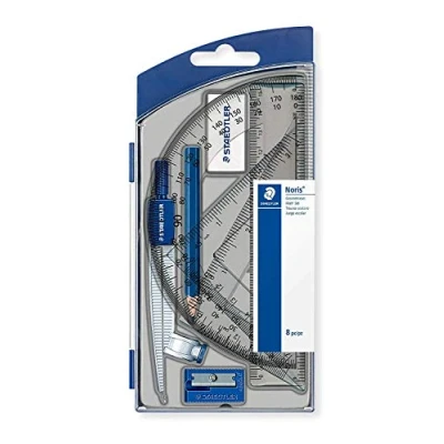 Imagen de STAEDTLER 550 60 S8 Juego de geometría con 8 artículos en funda tapa plegable, multicolor