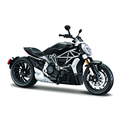 Imagen de Maisto Ducati Diavel S: Modelo de moto a escala 1:12 con suspensión y caballete lateral plegable, 17 cm, negro (5 20101), mediano