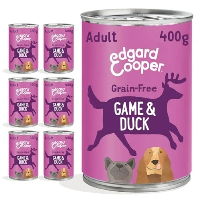 Imagen de Edgard &amp; Cooper Pienso para Perros Adultos Comida Humeda Natural 400gx6 Venado y Pato Fresco, Alimento Sano, Sabroso Equilibrados