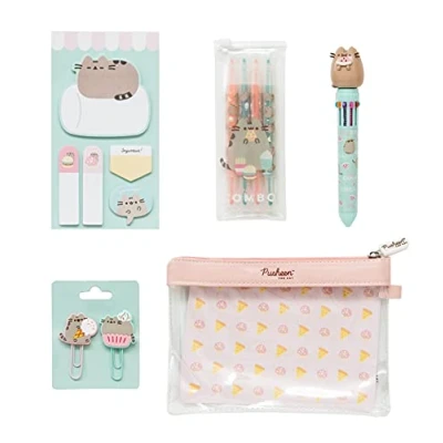 Imagen de Grupo Erik Kit de papelería rosa Foodie collection Estuche con material Pack/Kit escolar Set Pusheen Producto licencia oficial, Tamaño único, KPGE001