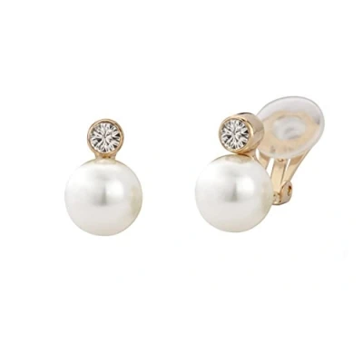 Imagen de Traveller Pendientes con clip (10 12 mm y cristales), Perla Platino, cristal de swarovski