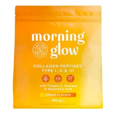 Imagen de Colágeno en Polvo + Acido Hialuronico Vitamina C 400g Péptidos de Colageno Hidrolizado con Vitaminas C, E y Cafeína Guaraná Collagen Peptides para la Piel Sabor Limón Alpha Foods