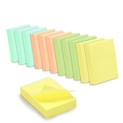 Imagen de WAYTEX 1200 Notas adhesivas reposicionables colores pastel 12 bloques de 100 hojas 3,75 x 5 cm sentido vertical