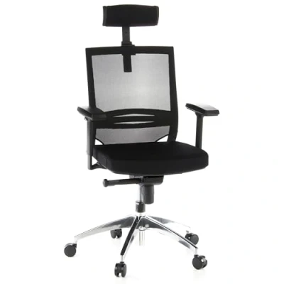 Imagen de hjh OFFICE 657240 Silla de Oficina Porto MAX Tela Negro, giatoria, Apoya Cabeza Ajustable en Altura, Respaldo Malla Transpirable