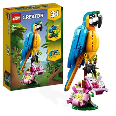 Imagen de Lego Creator 3 en 1 Loro Exótico, Pez o Rana, Figuras de Animales Juguete para Construir, Regalo Niños y Niñas 7 Años Más, Juego Creativo 31136