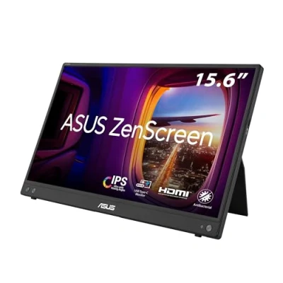 Imagen de ASUS ZenScreen MB16AHV Monitor portátil, 15,6 Pulgadas, Full HD, IPS, HDMI, USB Type C, Filtro de luz Azul, Superficie antirreflejos, Tratamiento Antibacteriano