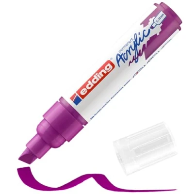 Imagen de edding 5000 marcador acrílico de trazo grueso violeta 1 rotulador resistente al agua punta biselada ancha 5 10 mm pintura acrílica para lienzo, papel kraft, madera y piedra