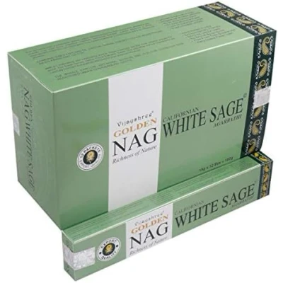 Imagen de Vijayshree Golden Nag White Sage 12 Paquetes de 15 g = 180 Aromaterapia Meditación Espiritualidad 100% Natural EcoFriendly