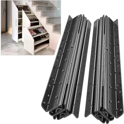 Imagen de AOLISHENG Pasadores de cajón Guías para cajones, rieles escalera pesada 600 mm, corredores rodamientos bolas completos, gabinete inferior zapatero montado en la parte inferior, 1 par