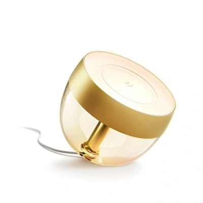 Imagen de Philips Hue Lámpara inteligente Iris, de Mesa LED Inteligente, 8W 570 lúmens, Luz Blanca y Colores, Compatible con Alexa Google Home, Color Oro