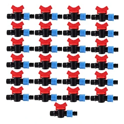Imagen de GNCGarden [Pack 25] Válvula de Paso para Cinta riego por Goteo 16mm. Tubo 1/2&quot; con Rosca Macho. Llave Resistente a Las heladas y Golpes. Accesorios