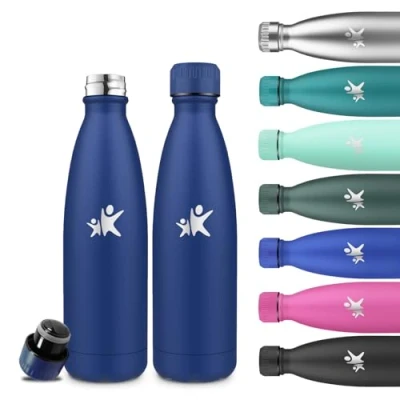 Imagen de Grsta Botella Agua Acero Inoxidable, Cantimplora Termica 500ml, A Prueba de Fugas, Niños, Mantiene 24H Frio/12H Calor, sin Bpa, para la Escuela, Oficina, Deportes, Camping