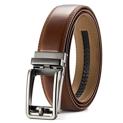 Imagen de CHAOREN Cinturones Hombre, Cinturón Hombre Cuero, Hebilla Automatico Ajustable, Trinquete para Vestir Pantalones de Traje