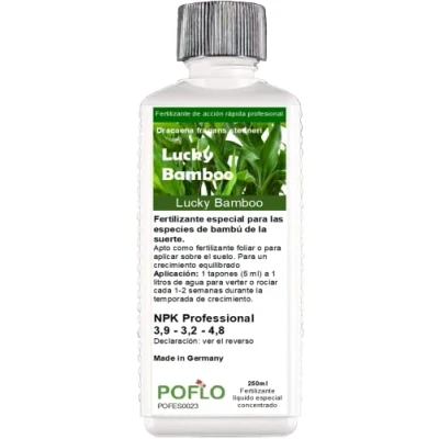Imagen de POFLO Lucky Bamboo Fertilizante para bambú de la suerte, línea profesional abono completo ALTA TECNOLOGÍA NPK el Dracaena sanderiana (250ml)