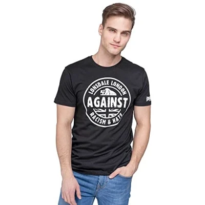 Imagen de Lonsdale London Against Racism Hombre Camiseta Negro S 100% algodón Regular