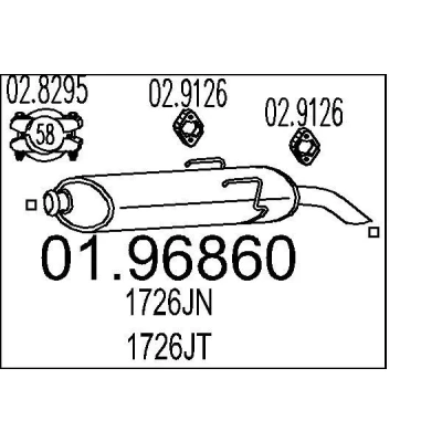 Imagen de MTS 01.96860 Silenciador trasero 670 CITROËN: Saxo Hatchback, PEUGEOT: 106 II Hatchback
