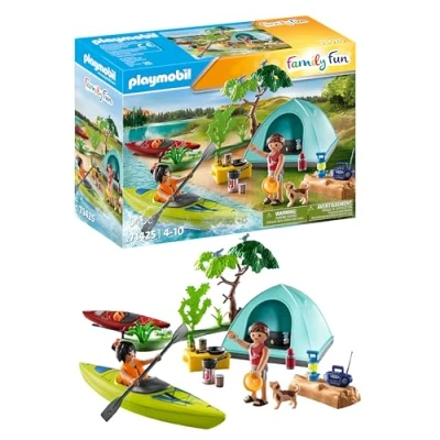Imagen de PLAYMOBIL Family Fun 71425 Camping con Hoguera, Aventura al Aire Libre en el Camping, Que Incluye piragüismo y fogatas, Unas Vacaciones la Naturaleza, Juguetes para niños a Partir de 4 años