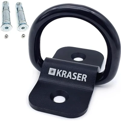 Imagen de KRASER KR802 Anclaje Suelo Moto con Anilla Basculante ø14, Compacto y Robusto de Acero, Tacos Alta Seguridad Expansivos, Antirrobo Fijacion Pared Universal para Anclar Bicicleta Parking