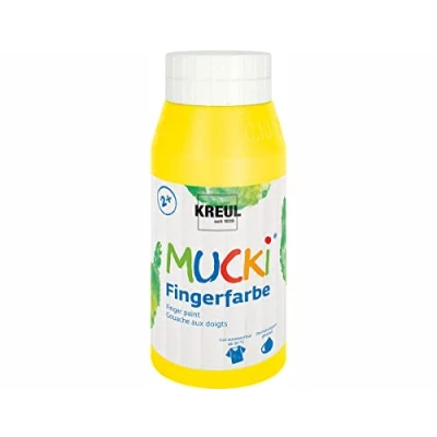 Imagen de KREUL 23202 Mucki Pintura Brillante para Dedos, Amarillo, a Base de Agua, sin parabenos, Gluten, lactosa y Vegana, Lavable, Yellow, 750 ml (1er Pack),