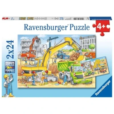 Imagen de Ravensburger Tiere Mucho Que Hacer Rompecabezas para niños, 24 Unidades, Color 07800 4 Trabajo de vehículos en el Sitio construcción (78004)