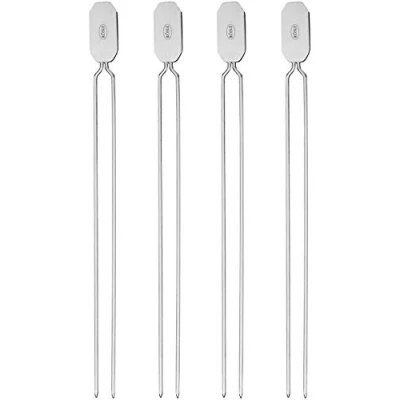 Imagen de RÖSLE brochetas dobles para preparar y verduras a la parrilla, 4 piezas, 33 cm, acero inoxidable 18/10, apto el lavavajillas