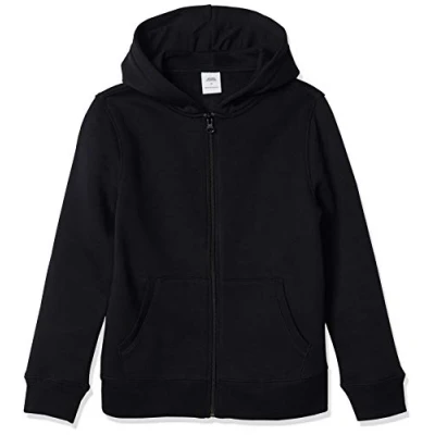 Imagen de Amazon Essentials Sudadera de Forro Polar con Capucha y Cremallera Niño, Negro, 10 años
