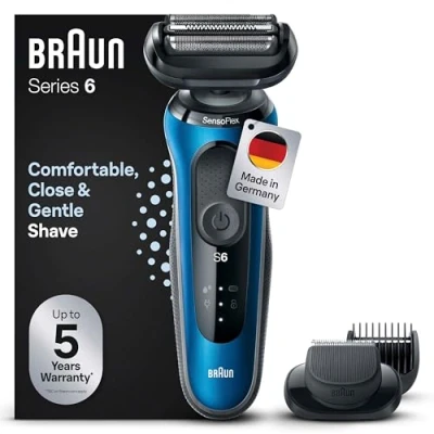 Imagen de Braun Series 6 61 B1500s afeitadora eléctrica para hombre, con accesorio EasyClick, y recortadora de barba, SensoFlex, Wet&amp;Dry, recargable e inalámbrica