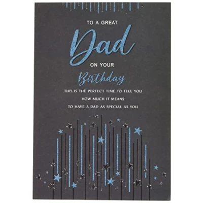 Imagen de Piccadilly Greetings Tarjeta de cumpleaños moderna para papá, 9 x 6 pulgadas, color negro