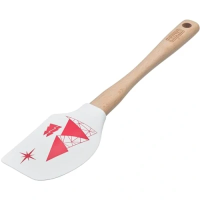 Imagen de Original Kaiser espátula para masa, diseño navideño, 100% silicona, mango de madera, resistente al calor, color blanco
