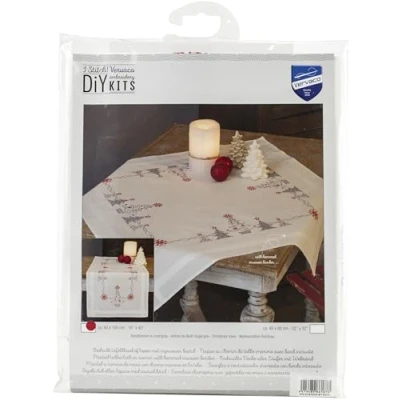 Imagen de VERVACO Christmas Red/Grey Kit de Camino Mesa, Cotton, Colores Variados, ca. 40 x 100 cm / 16&quot; 40&quot;