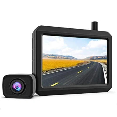 Imagen de Camara Marcha Atrás Inalámbrica Digital Compatible con 2 Cámaras, Cámara Trasera de Señal Estable, Monitor HD 5 Pulgadas, Coche Impermeable IP68, Visión Nocturna