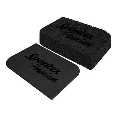 Imagen de SPONTEX Premium Esponja de origen negro, paquete 3 unidades, celulosa 100% biodegradable, resistente y absorbente, hinchada, aprox. 108 x 68 30 32 mm