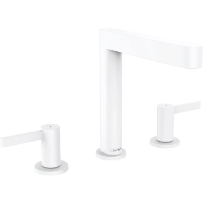 Imagen de hansgrohe Finoris Mezclador de lavabo 3 agujeros 160 con vaciador Push Open, blanco mate, 76034700